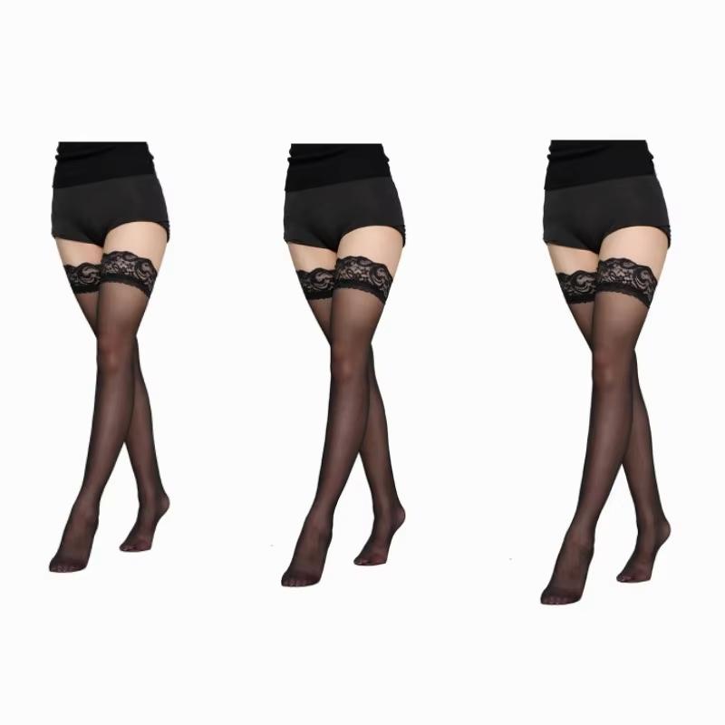 Sexy Women Floral Lace Patchwork Over Knee Thigh High Elastic red black Stockings Womens Over Knee Thigh