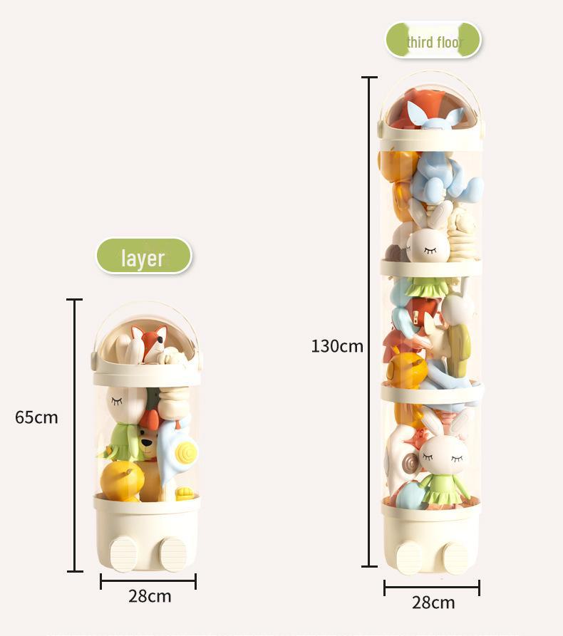 Large Plush Doll Storage Bucket - Cartoon Design, Dustproof, with Buckle for Kids