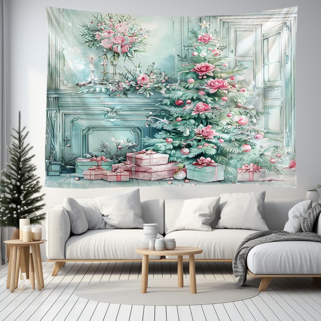 Christmas Tree Snowscape TapestryWall Hanging for Party Festival, Bedroom Office Living Room Home Decor, Wall Decoration