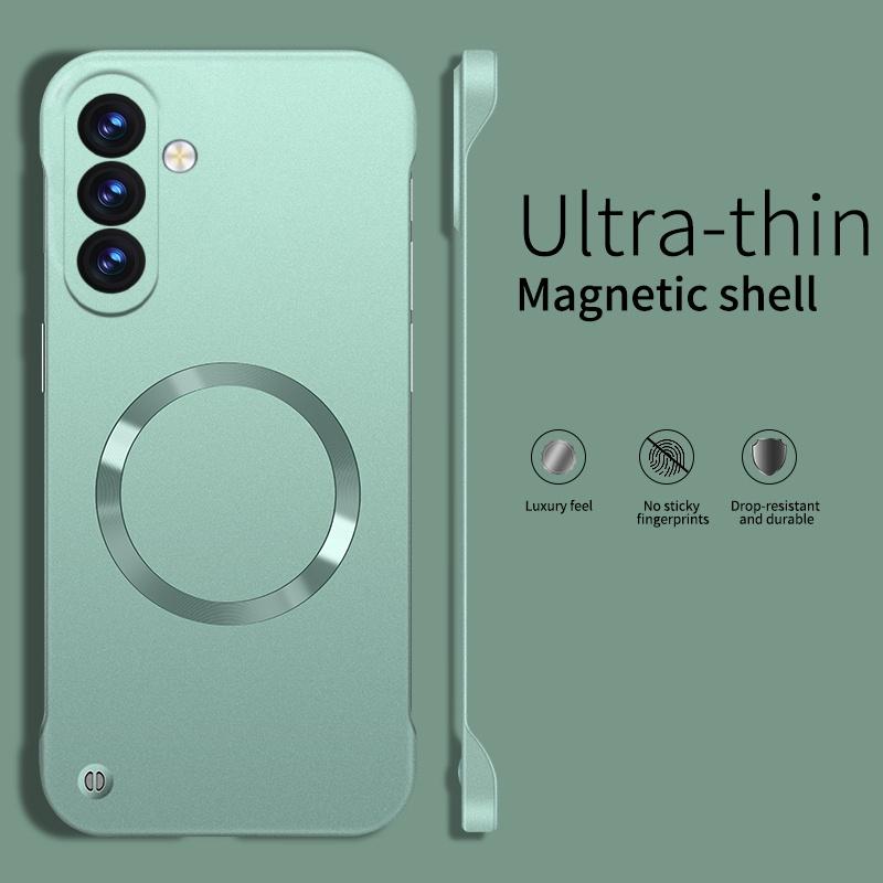 Ultra Thin Metallic Paint Magnetic Case For Samsung Galaxy A17 A37 A57 For Magsafe Frameless Cooling Hard PC Cover Funda
