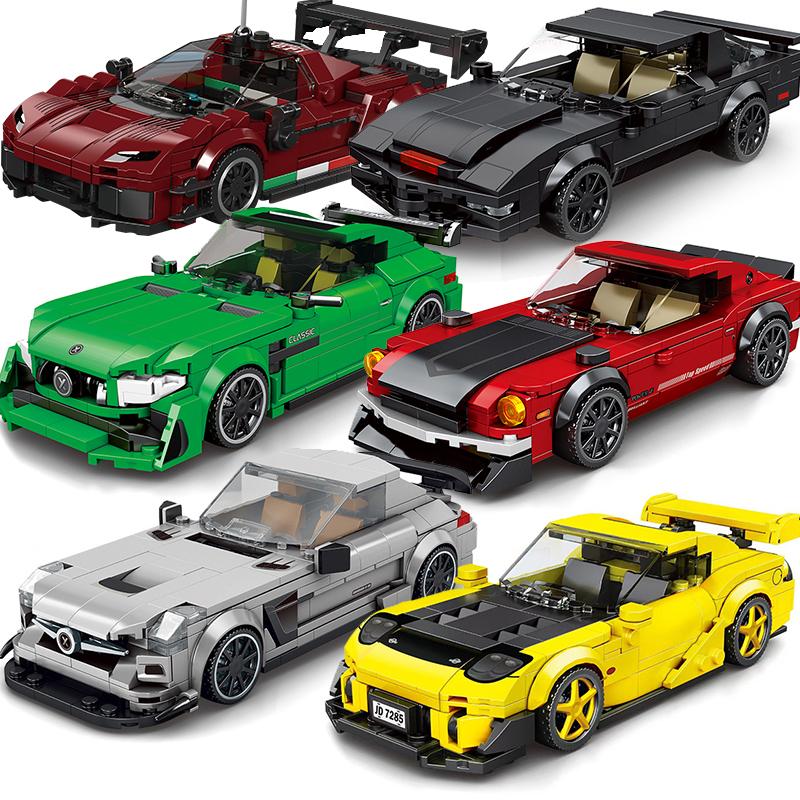 Technické Město Aut Rychlost Závodní Auto Stavebnice Sportovní Auto Garáž Auto Rennau Voiture MOC Kreativní Vozidlo Hračky