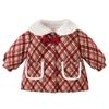 Girls' Red Woolen Jacket - Stylish Autumn/Winter Coat with Plus Velvet for Children