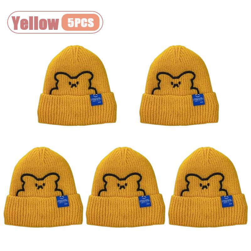 1-10PCS Winter Bear Knit Hat for Women Plush Furry Beanie with Ear Protection Warm Knitted Cap Perfect Christmas Gift