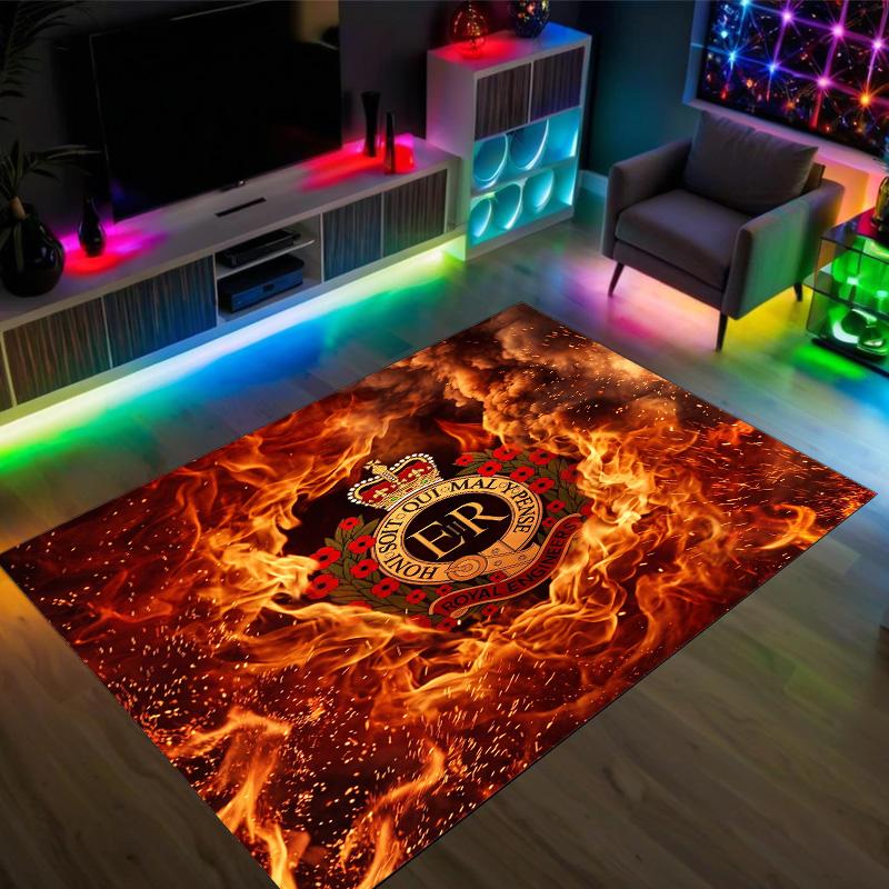 Royal Engineers A.F.C Design Crystal Velvet Carpet Cozy Non?Slip Printed Rug For Bedroom Living Room Entrance