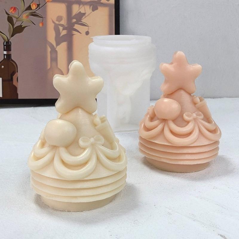 Christmas Tree Shaped Silicone Molds for Candle Soap Plaster Decoration, Fondant Silicone Molds for Chocolate Cake