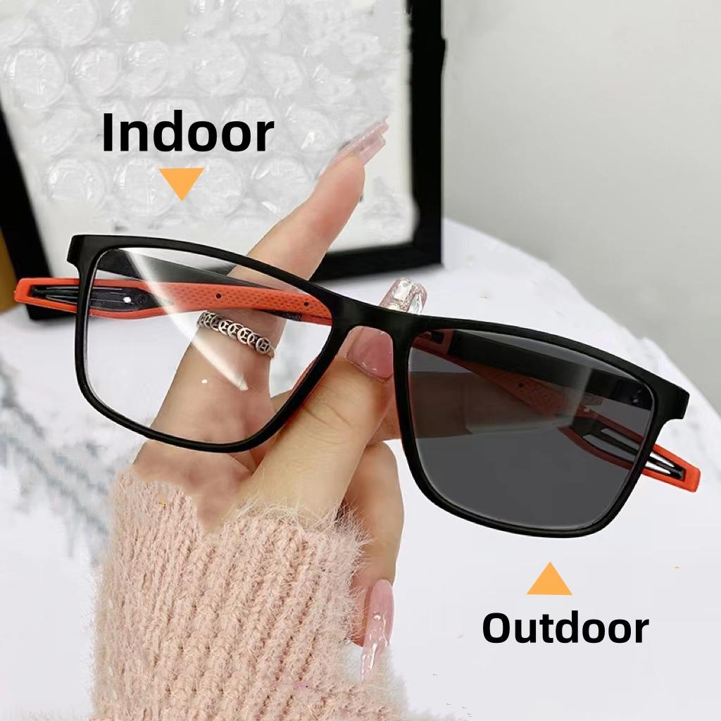 Sport-Myopiebrille mit Farbwechsel, flexible TR90-Brille mit quadratischem Rahmen für Frauen, ultraleichte Nahsichtbrille