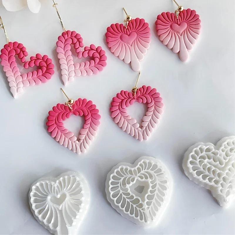 Valentine's Day Series Heart Polymer Earring Clay Mold Heart Confessions Earring Jewelry Pendant Cutting Die DIY Embossing Tools