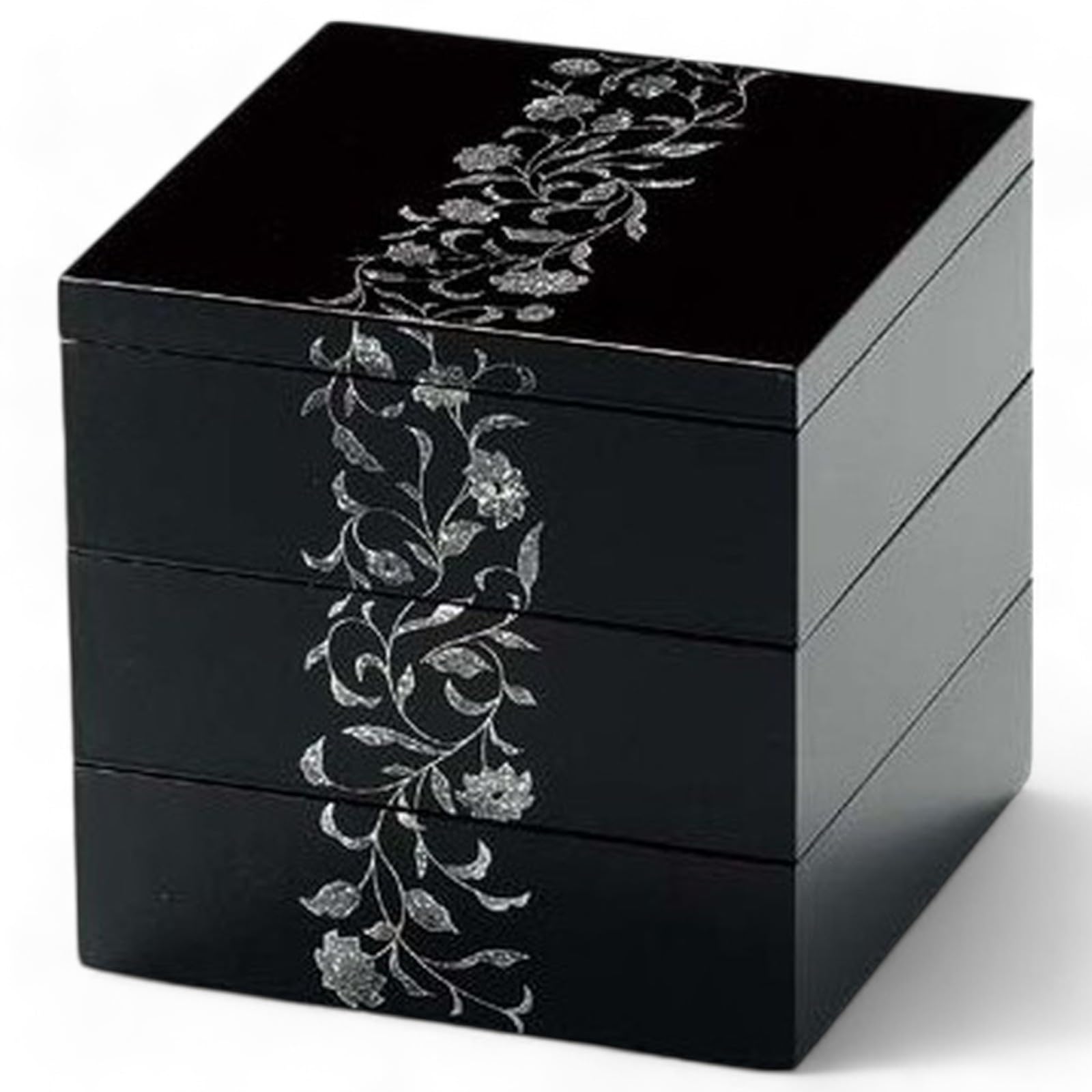 

Лакированная коробка Джубако для Осечи в стиле ар-деко 3 16см Сделано в Японии J-kitchens (Новогодняя ночь) - Дизайн, 5,5 дюймов, Ярусы, Смола,