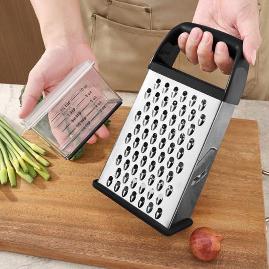 Cheese Grater with Container 4 Sided Stainless Steel Graters for Kitchen Professional Box Grater for Parmesan Vegetables