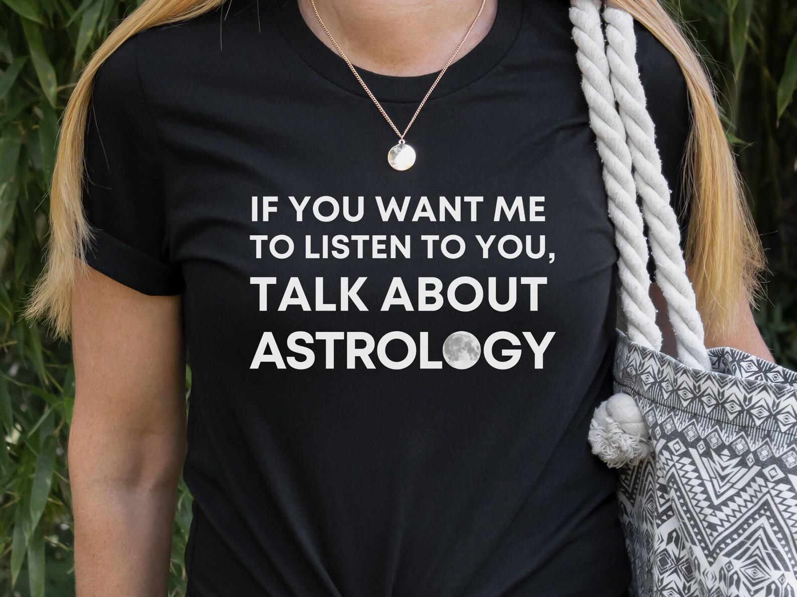 Funny Astrology Shirt: Talk Astrology, Cotton Cosmos Tee 2XL