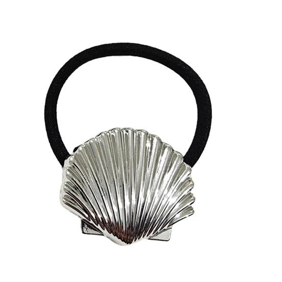 3Pcs Women Hair Ties Elastic Hair Bands with Metal Conch Shell Starfish Decoration Soft