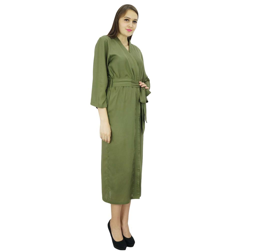 Bimba Women Long Solid Belt Robe Soft Modal Cotton Wrap Round Plain Bath