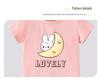 European Style Girl's Summer Cartoon Print T-shirt - Round Neck, Short Sleeve for Kids