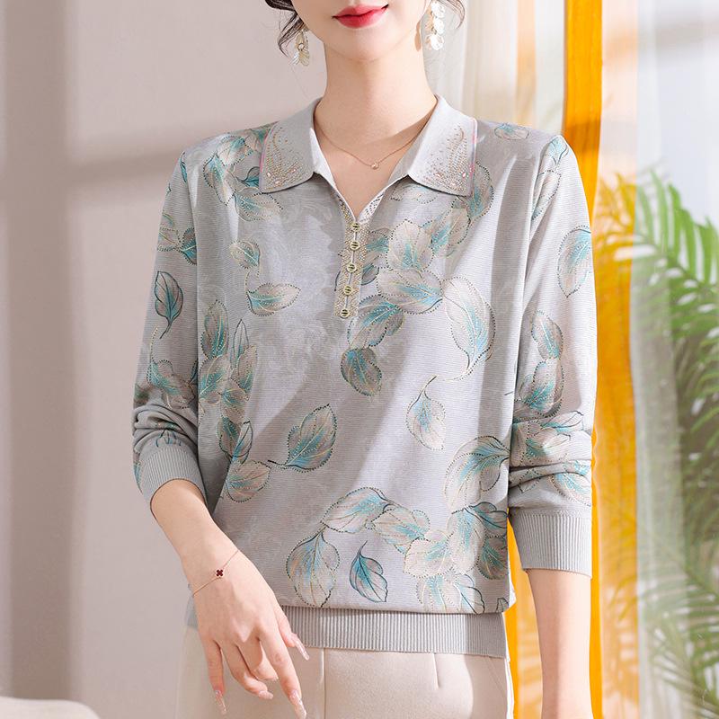 

Women s Stylish Spring & Autumn Long-Sleeve Top for Middle-Aged & Elderly 2XL синій