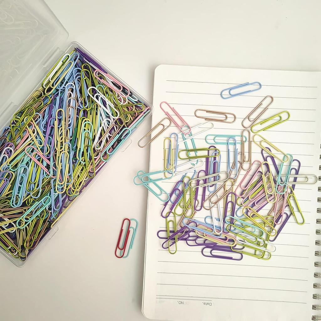 300 Pcs Paper Clips Medium Size PaperClips Assorted Colored for Clips Office Supplies Paperwork Office School and Personal Use