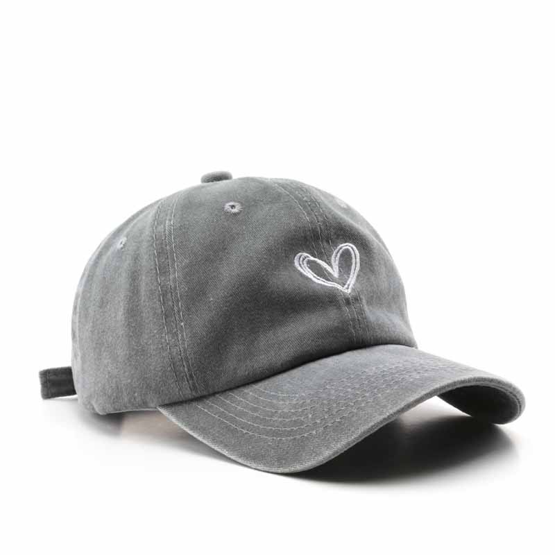 Fashionable Retro Trendy Men s Washed Used Love Duck Tongue Hat Outdoor Women s Sunscreen Sunshade Hat Baseball Hat One Size&Adult серый