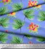 Soimoi Red Poly Crepe Fabric Leaves & Floral Decor Fabric Printed By the Metre 42 Inch