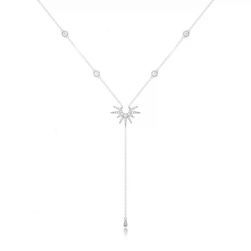 Elegante Perlenkette Y-Form Halskette Sonnanhänger Legierungstextur Modische Halskette für modische Damen