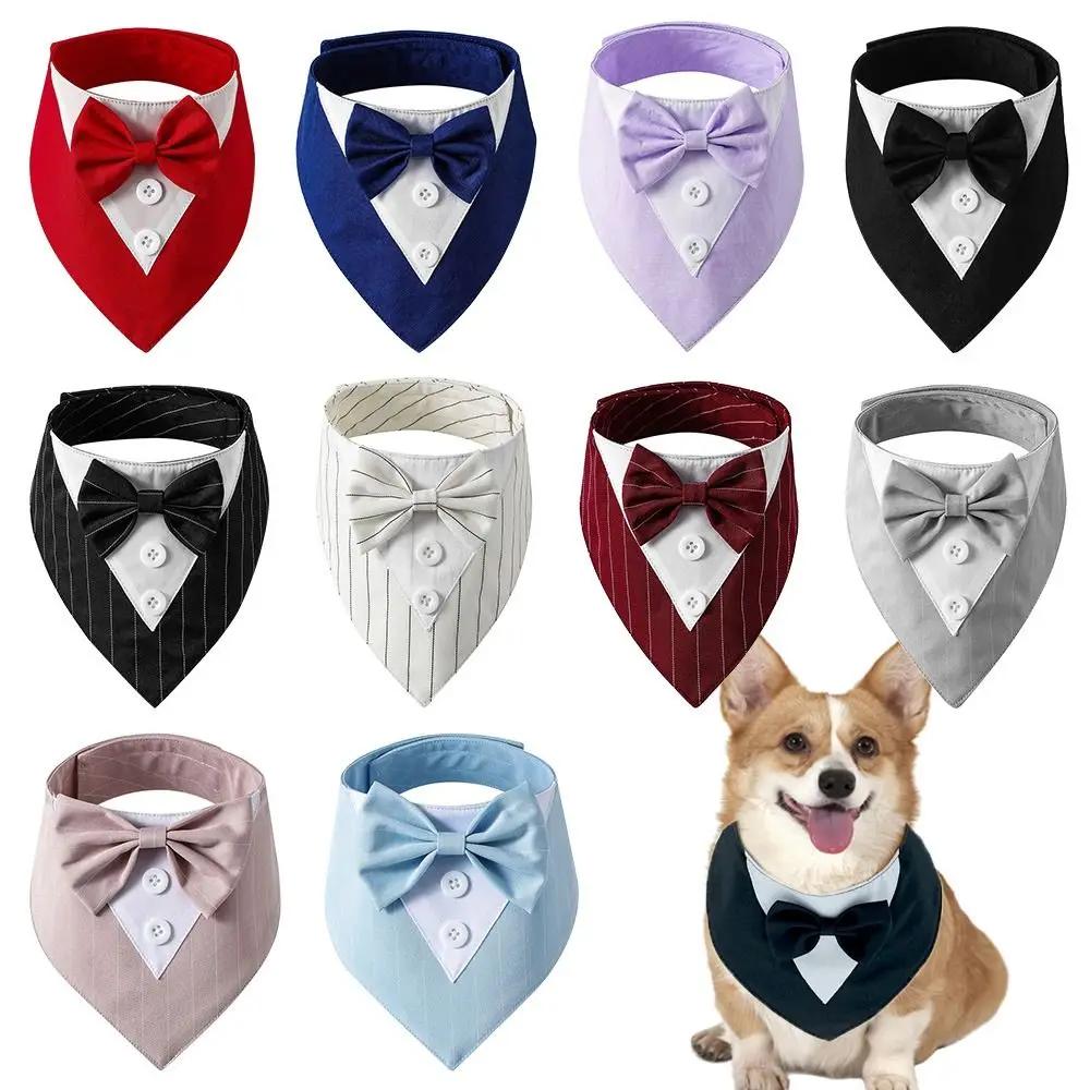 Formeller Britischer Hochzeitsanzug für Haustiere Gentleman Schal Fliege Kragen Hund Dreieckstuch Sabbertuch Haustier Dekoration Zubehör