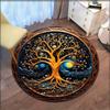 Tree of Life Cosmic Round Rug Crystal Velvet Floor Mat Mythical Nature Art Decorative Home Bedroom Living Room Area Rug