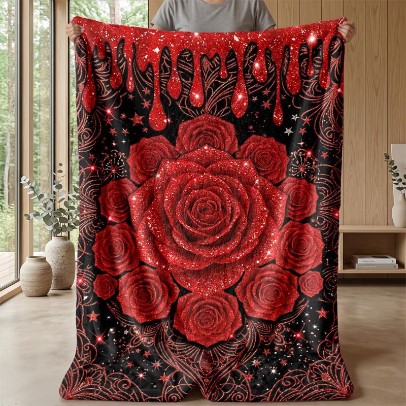 Red Poppies and Butterflies Theme blanket Lightweight Warm Flannel Blanket Decorative Throw Blanket for Home Decoration