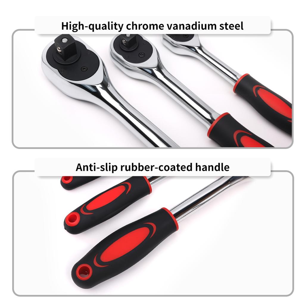 72teeth 1/4" 3/8" 1/2" Adjustable Extension Ratchet Handle Wrench Long Rotating Telescopic Socket Ratchet Wrench Spanner