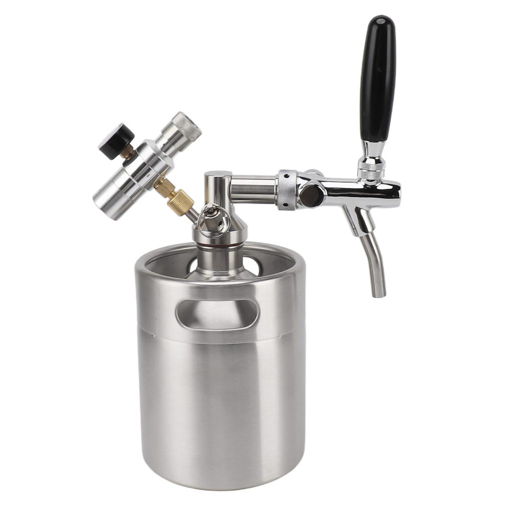 Mini butoi din oțel inoxidabil, 2L, cu injecție ușoară, reglabil, sistem de distribuție de bere acasă, ecartament 60PSI