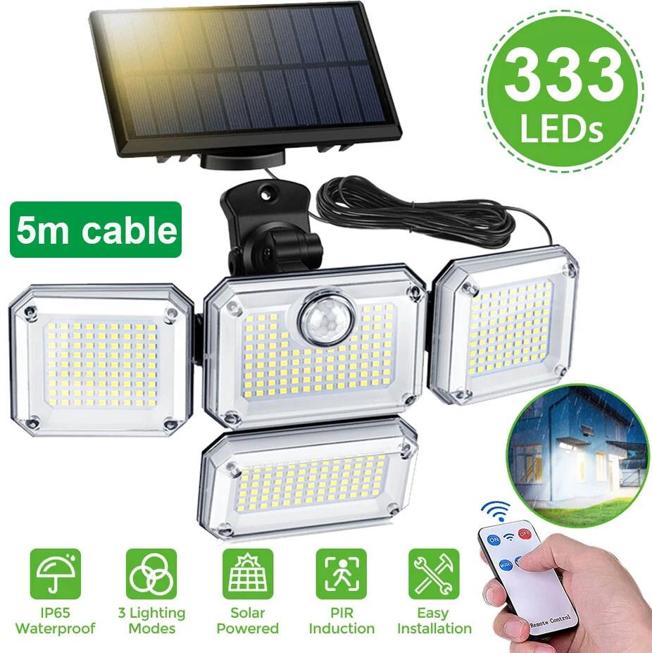 Solar Outdoor Lamp Outdoor Three Modes Motion Sensor LED Wall Light Street Light Waterproof Energy-saving Lamp Illumination Tool