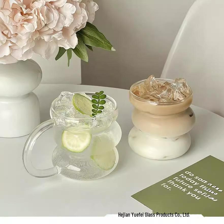 Caterpillar Glass Mug with Handle - High Borosilicate Milk, Coffee, or Water Cup