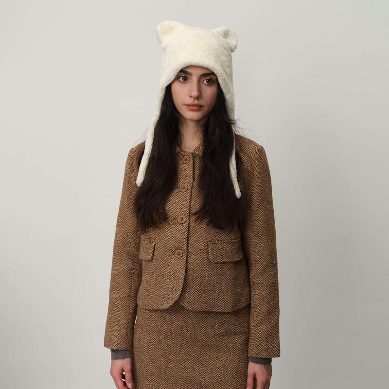 Personalized Hairy Cute Warm Winter Ear Cap Stylish Simple Student Cat Ears Knitted Cold Hat Female