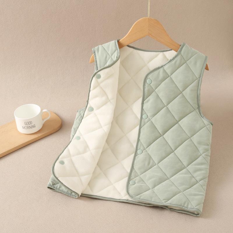 Kids Thickened Warm Padded Sleeveless Cardigan Vest For Boys And Girls