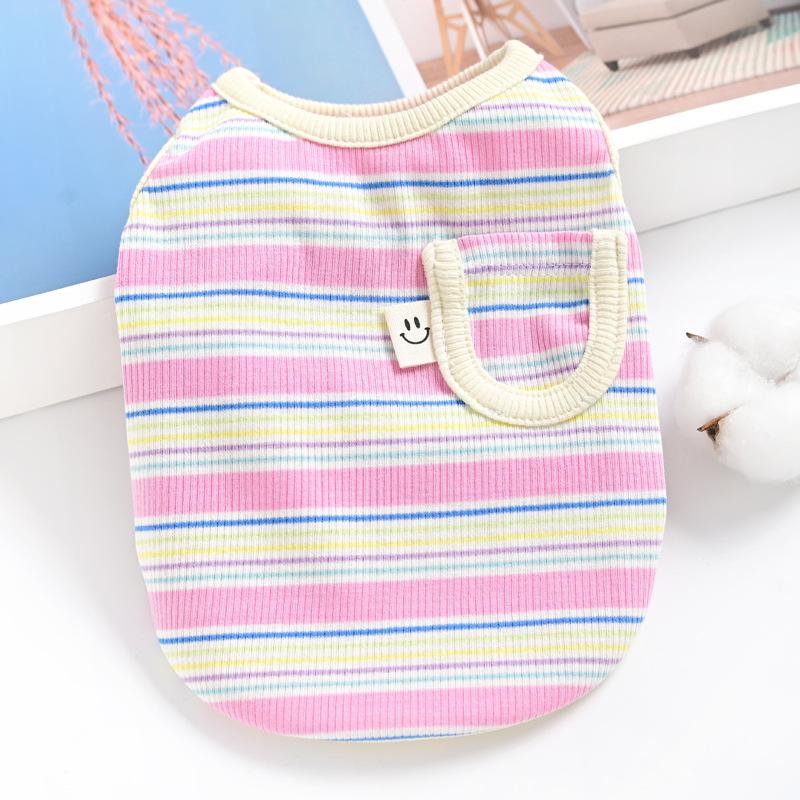 Stretch Striped Pet Cat Small Puppy Teddy Pomeranian Dog Clothes Spring Autumn Summer Thin Pocket Vest