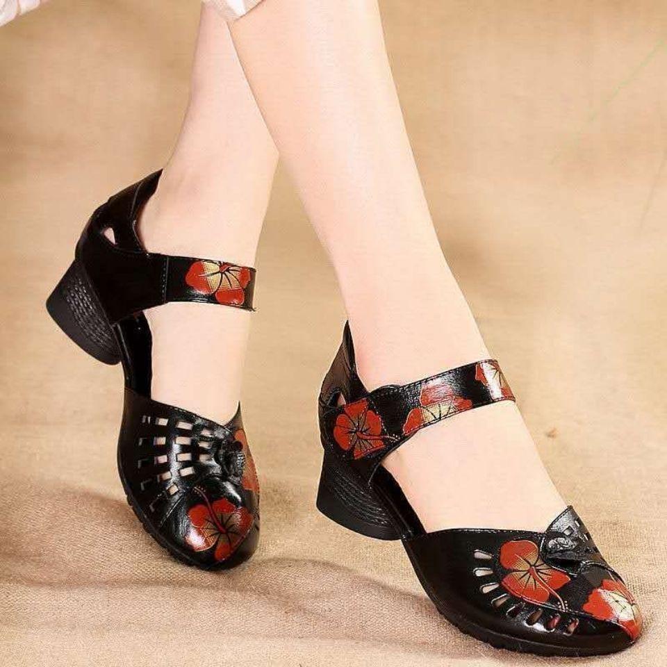 Women's Summer Fashion Sandals Outwear Comfort Shoes Middle Heel Casual Wear Resistant Lightweight Anti Slip Sandals