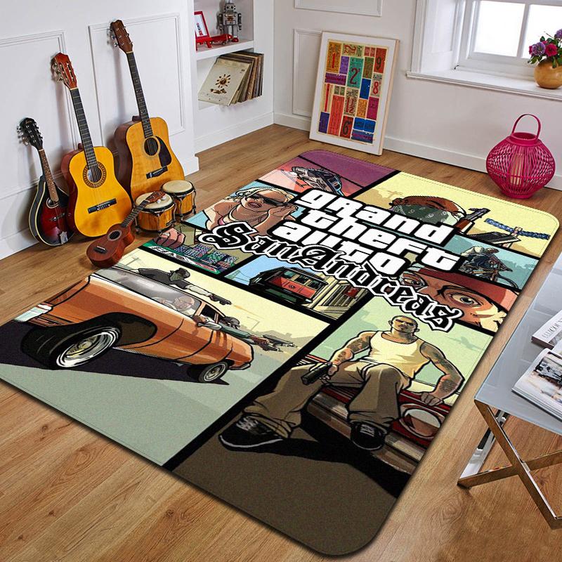 G-Grand Theft Auto Gedruckter Teppich Mode Yogamatte Schlafzimmer Dekoteppich Wohnzimmer Dekorative Bodenmatte Geburtstagsgeschenk