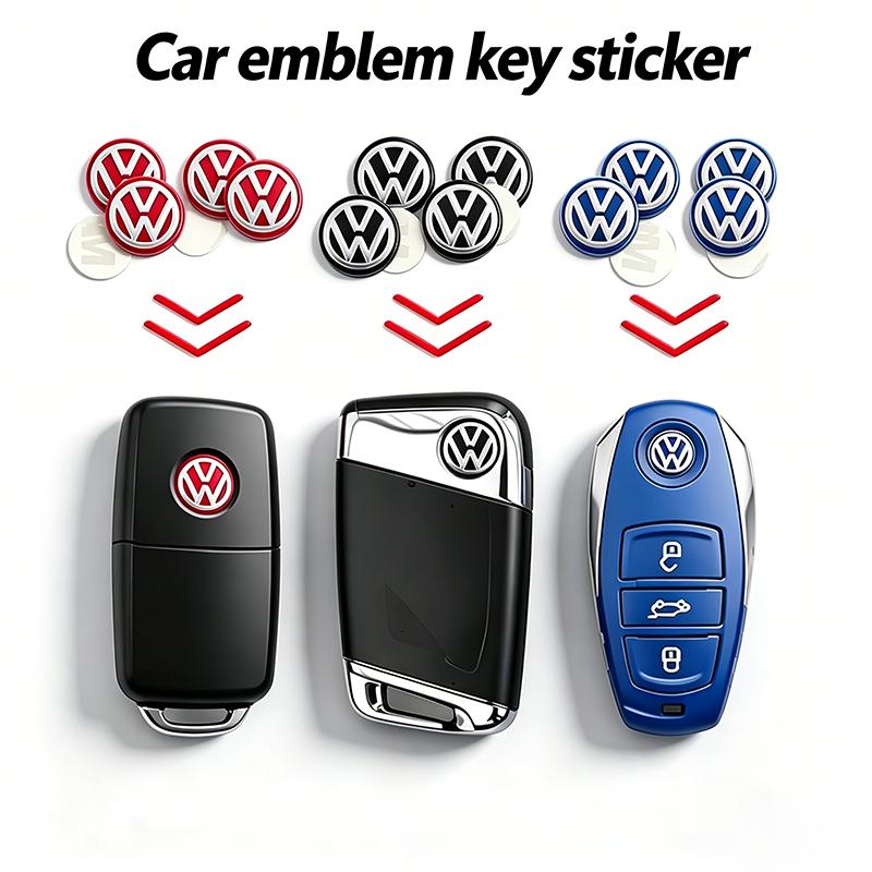 Car Sticker Hub Caps 5/10Pcs 14mm Car Key Emblem Stickers Auto Control Key Logo Decals For Volkswagen VW Golf Tiguan Jetta Trans