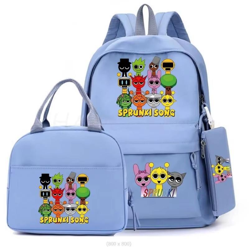 Cartoon Peripheral Printing Fashion Children'S Schoolbag Three-Piece Meal Bag Casual Pencil Bag