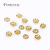 18K Gold Plated Brass Metal Bead End Caps DIY Beading Jewelry Making Supplies Trendy Hollow Flower Caps For Beads 8MM