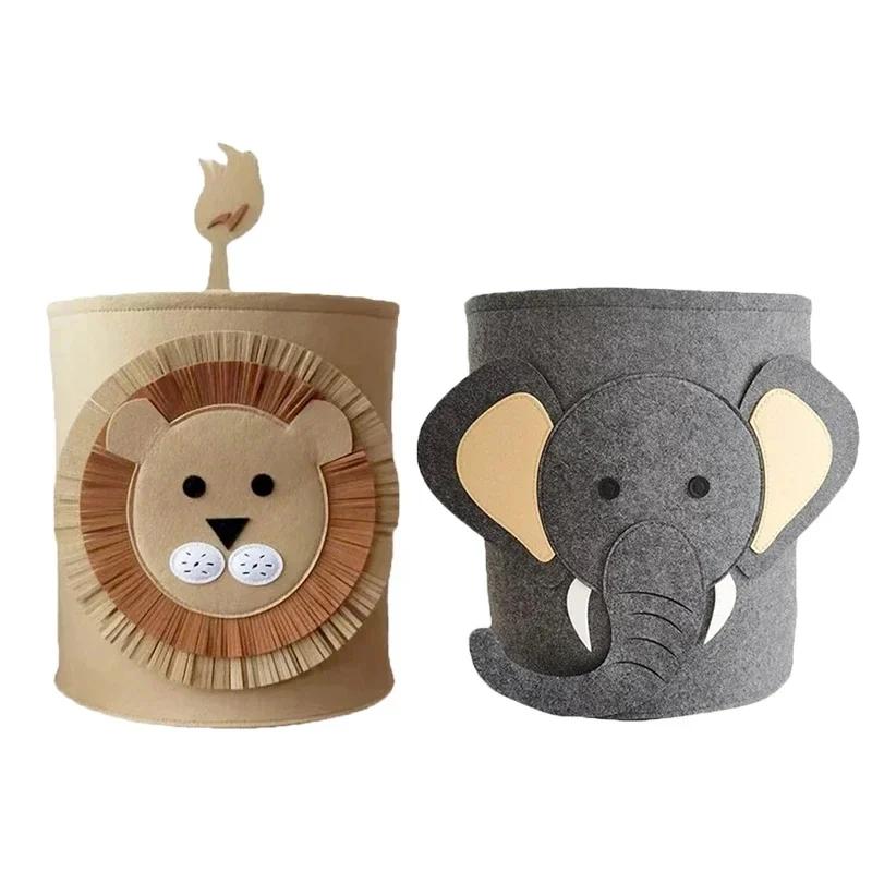 Panda Dinosaur Baby Storage Basket Felt Toy Organizer Laundry Clothes Bucket Cartoon Nursery Hamper for Kids Gift Idea