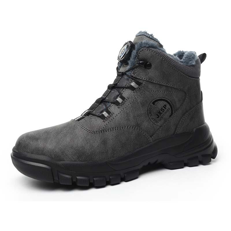 Fashion Steel Toe Work Boots for Men Waterproof Swivel Buckle Safety Shoes High Top Leather Safety Boots Man Winter Anti-slip Work Shoes