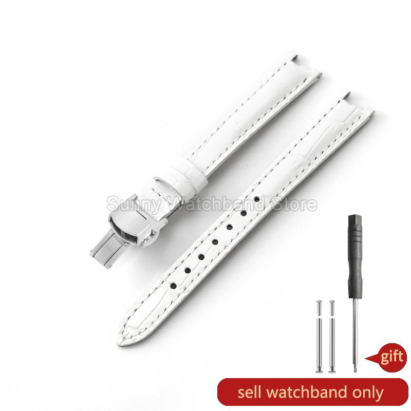 Concave Interface Design Women's Genuine Leather Watch Accessories 12mm for Tissot 1853 Flamingo T094210 Series Watch Strap