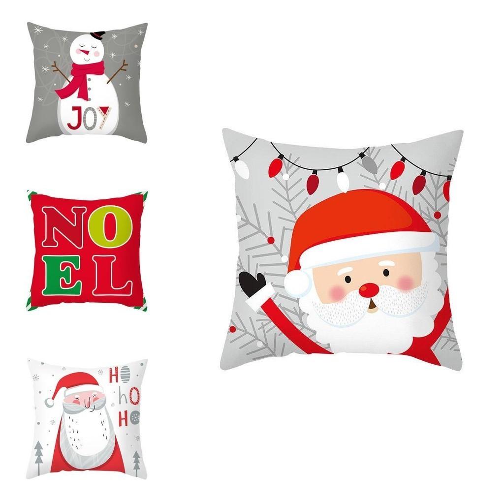 Luxurious Peach Skin Velvet Christmas Cushion Cover With Charming Santa Claus Print For Home
