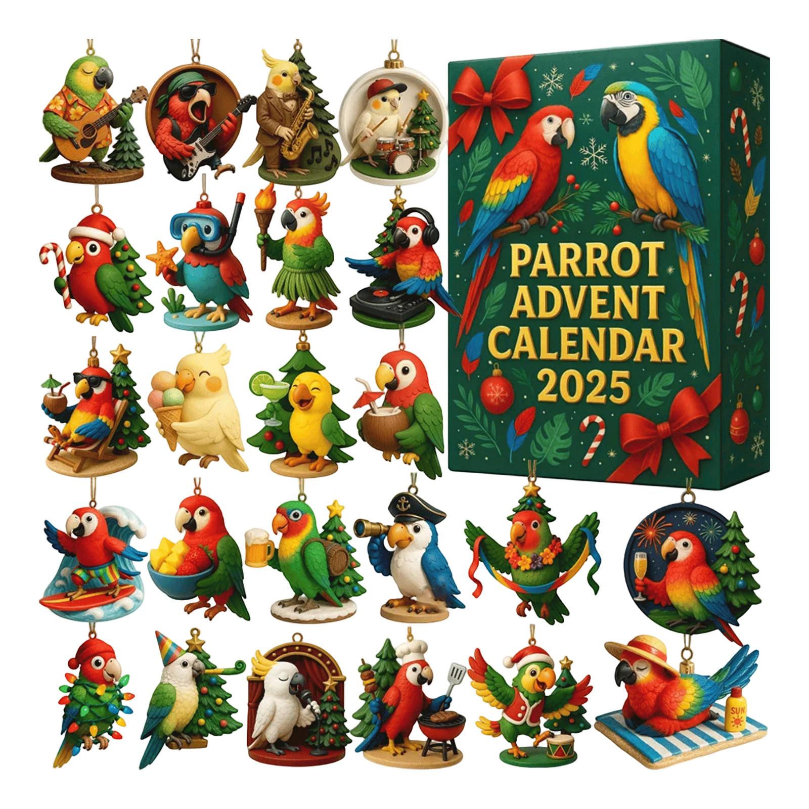 

Parrot Advent Calendar High-Quality Acrylic Parrot Pendants Bird Christmas Calendar Flat Christmas Countdown Calendar For Family One Size