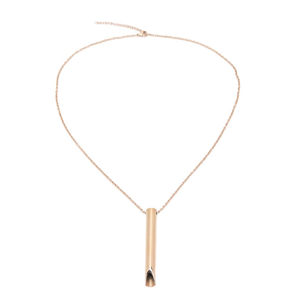 Anxiety Breathing Necklace for Meditation Stress Relief Stainless Steel 6cm Pendant Calming Mindful Necklace Rose Gold