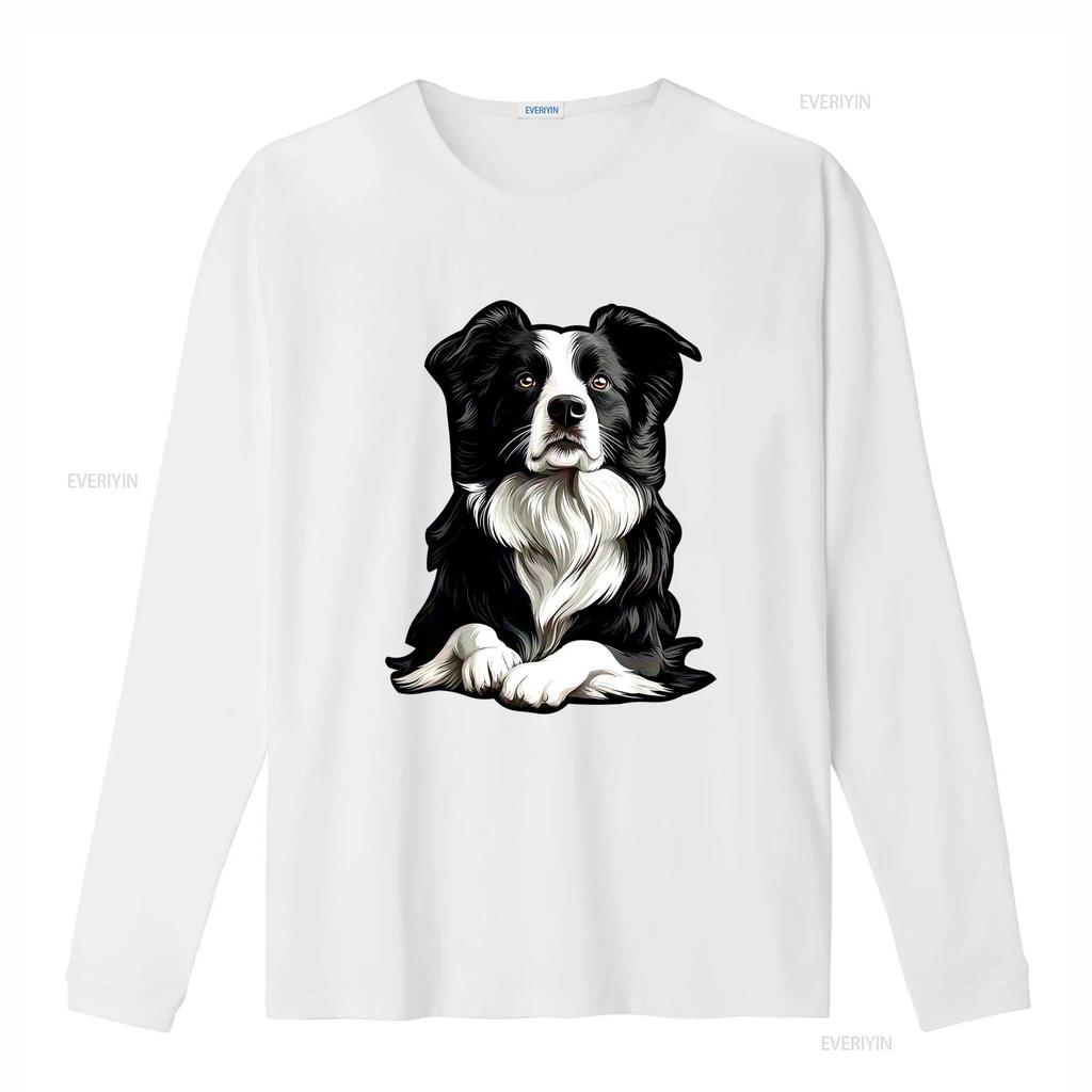 Heavyweight 18gsm Border Collie T Shirt Realistic Sitting Dog Print Black Casual Round Neck For Pet Owners Sizes S Xxxl All