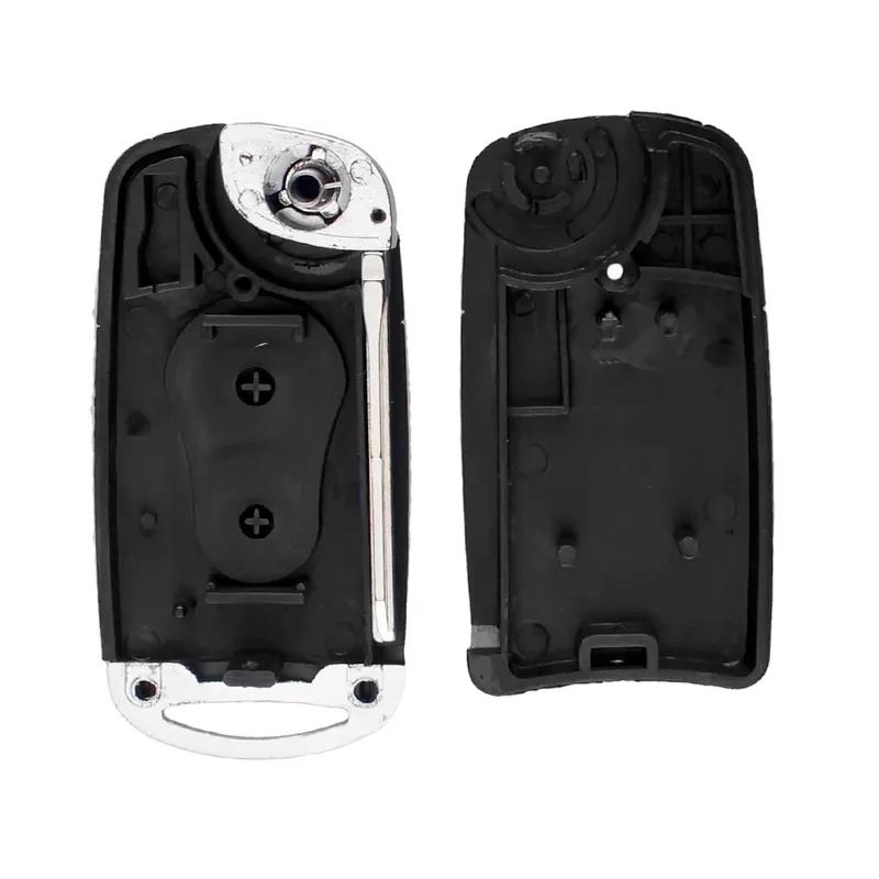 KEYYOU 10Pcs Modified Flip For Ssangyong 2 Buttons Car Key Replacement Cover Case For Ssangyong Actyon Kyron Rexton Uncut Blade