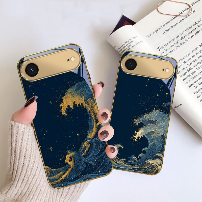 The quiet starry sky For IPhone 17Pro Max 16 17 Pro 15 P ro 14 13 Plus 12 Mini 11Pro Max XR 16E 17 Air Golden glass phone case