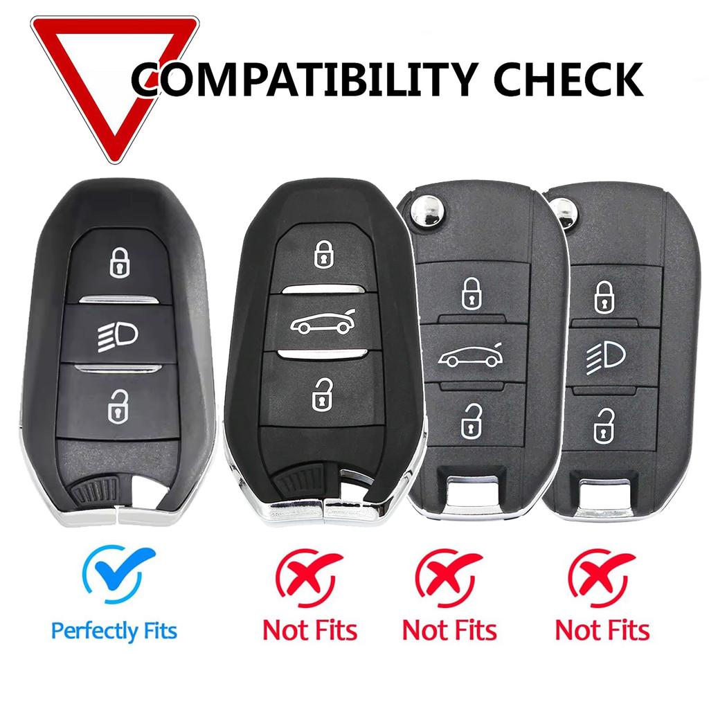 For Peugeot 208 3008 5008 2008 DS5 DS3 Citroen X7 Remote PU Leather 2 3 4 Button Key Fob Chain Ring Cover Case Holder Protector