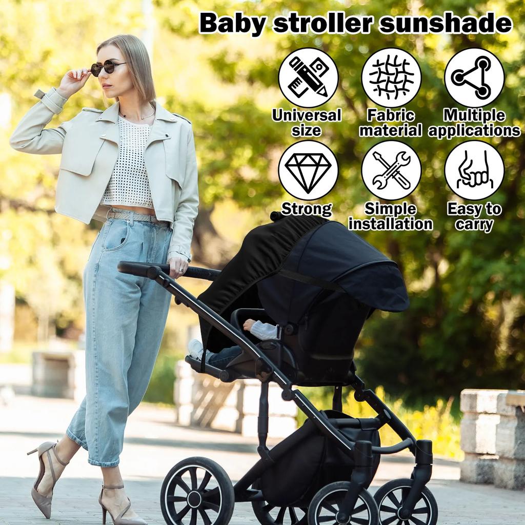 Pare-soleil universel pour poussette, accessoires pour poussette bébé, protection solaire respirante, capote pour poussette, parasol léger pour landau, noir