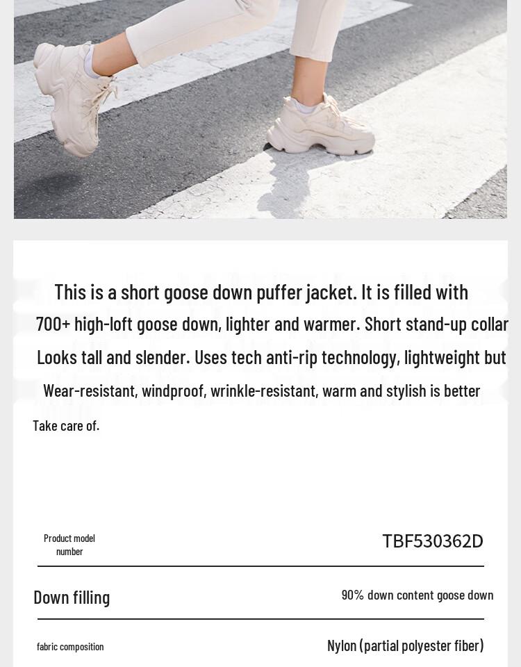 Tanboer Women's Stand-Collar Short Goose Down Jacket TBF530362D