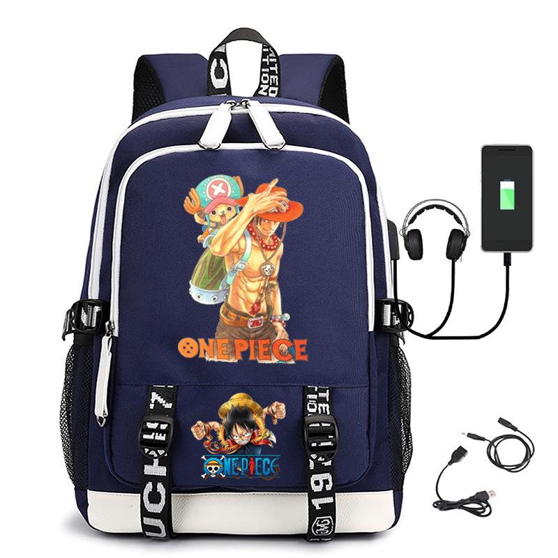 Hot-selling ONE PIECE Luffy backpack usb charging large capacity bag